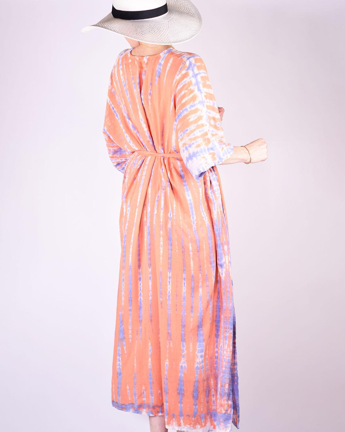 Txtile Tie Dye Kaftan/ Swim Cover Up - Peach Sunrise