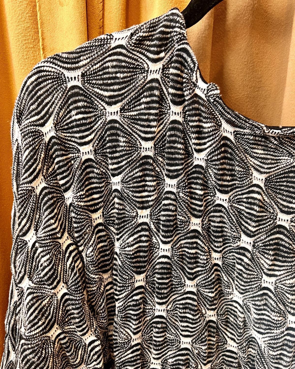 Squasht Batwing Sweater in Textured Black and White Diamond Print Knit