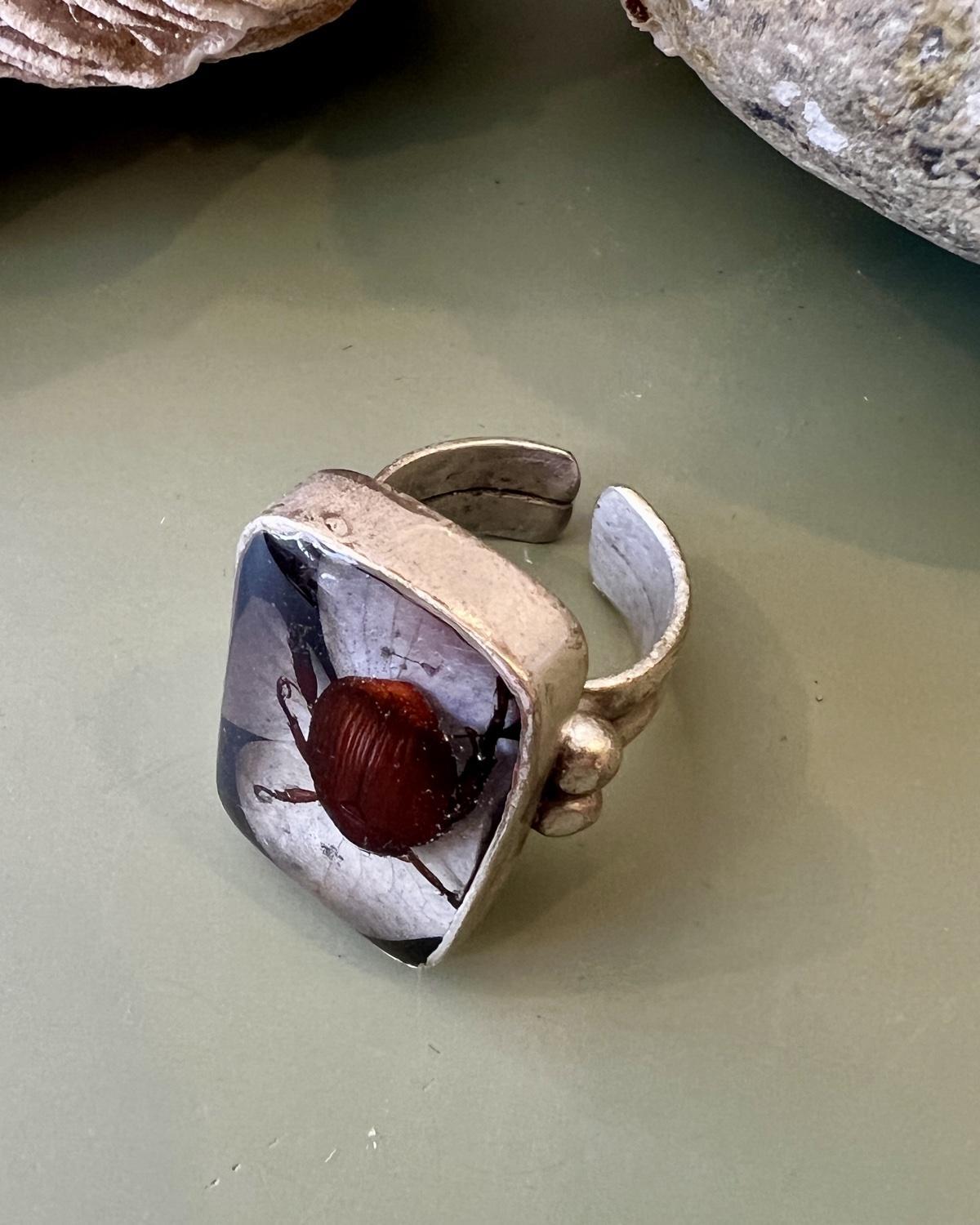 Pajaro Negro Botanical Beetle Ring