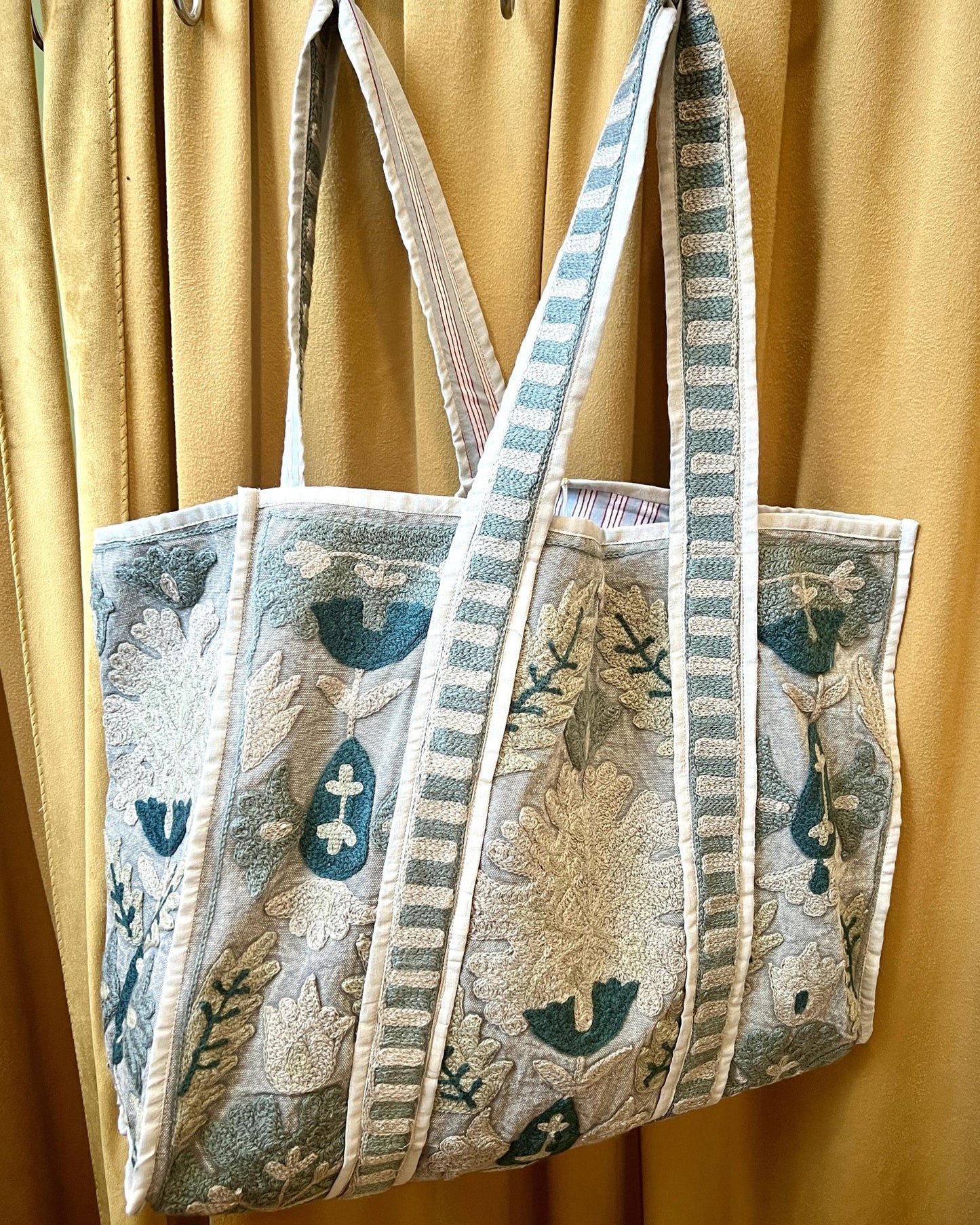 Txtile Canvas Suzani Tote Bag in Shades of Gray