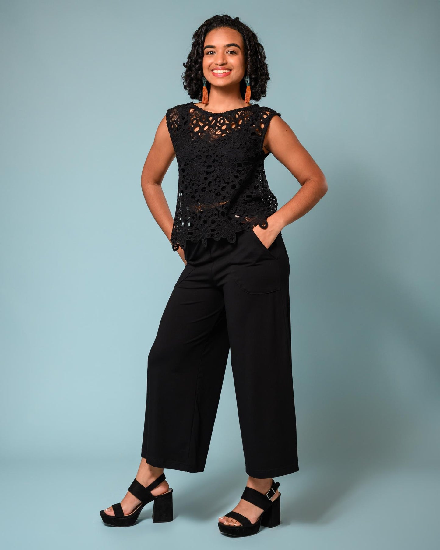 Squasht Flora Shell Top in Solid Black Lace - SALE - Size XS, Small - Final Sale