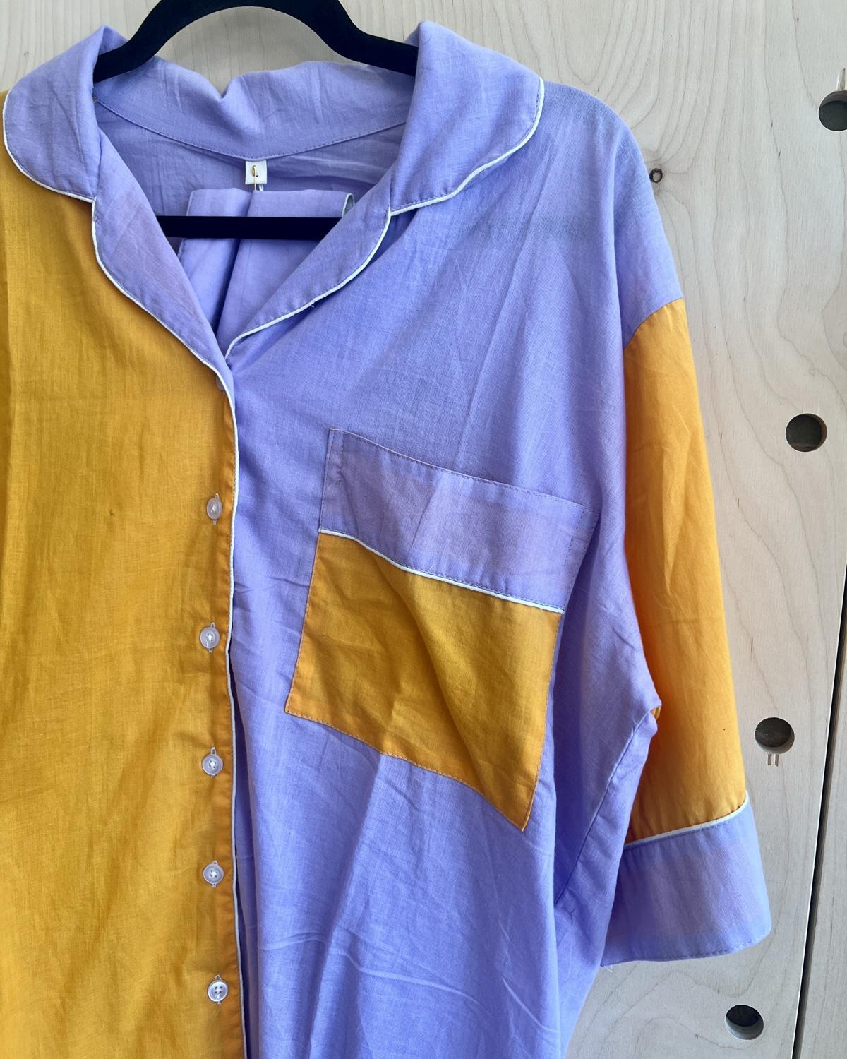 Txtile Button Up Shirt - Pajama Style - Dream Pop Orange & Purple - SALE