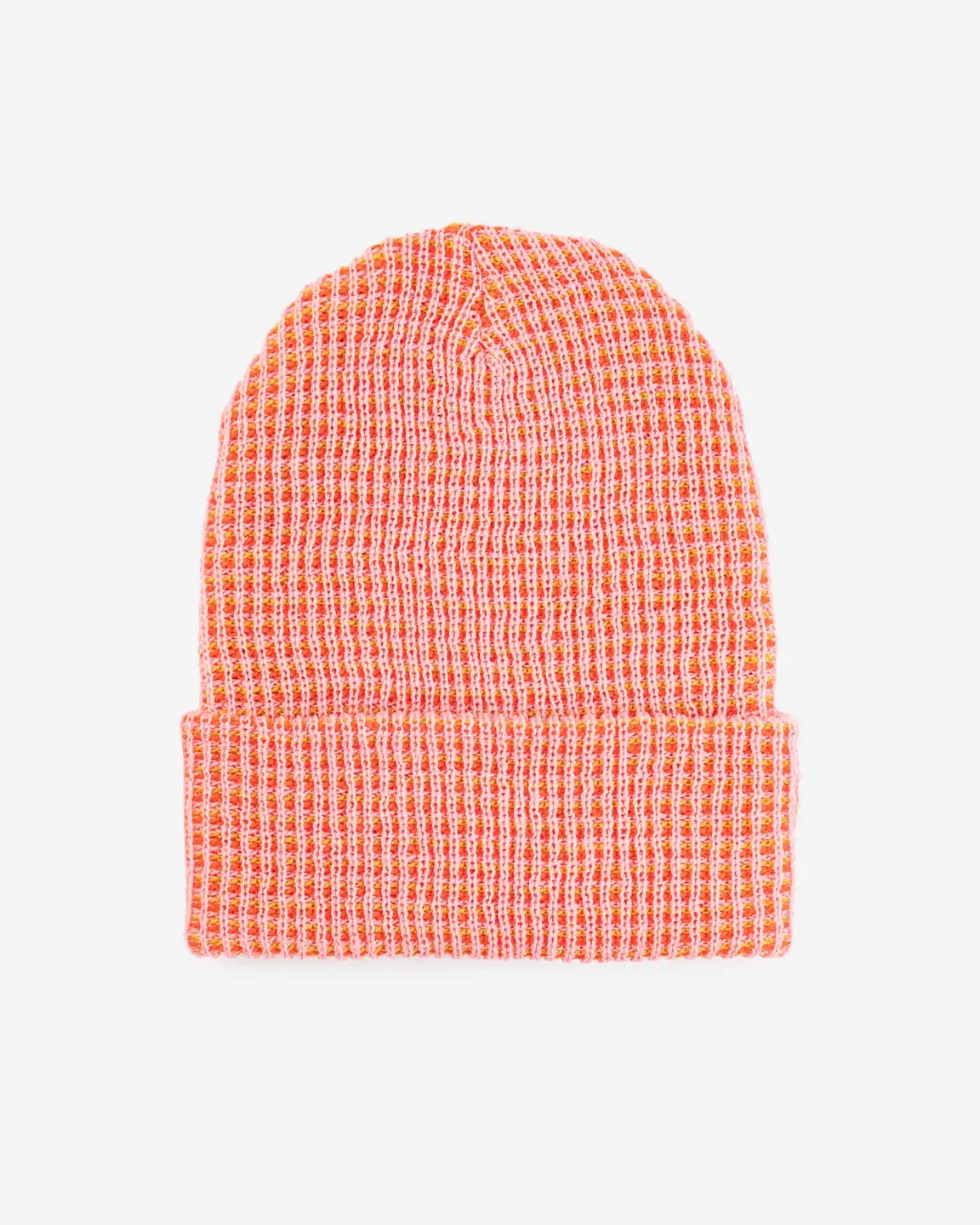 Verloop Simple Grid Rib Knit Beanie Hat in Pink