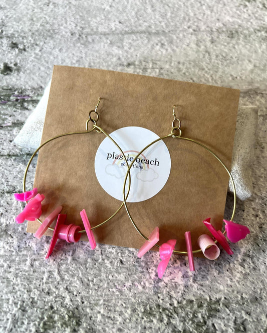 Plastic Beach Collections - XL Pink Hoops - 18kt Gold
