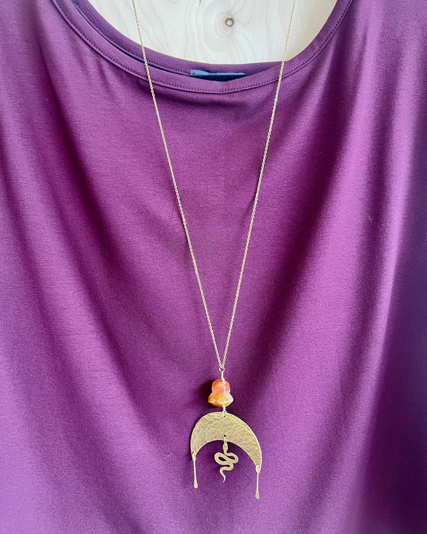 Sugar Vibe Crescent and Serpent Pendant Necklace