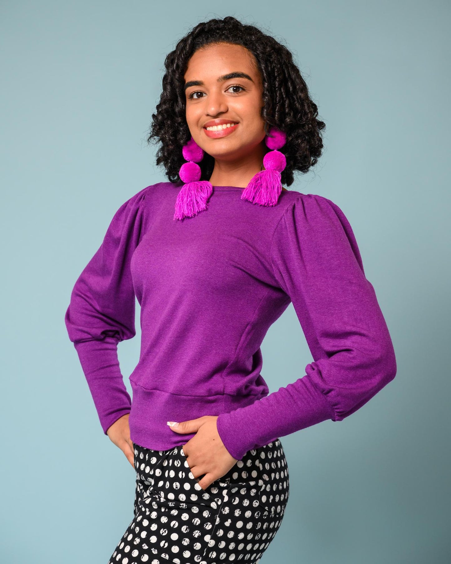 SWIETstuff Extra Large Pom Pom Earrings Hot PInk