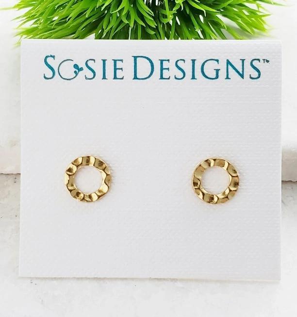 Sosie Designs Gold Hammered Circle Studs