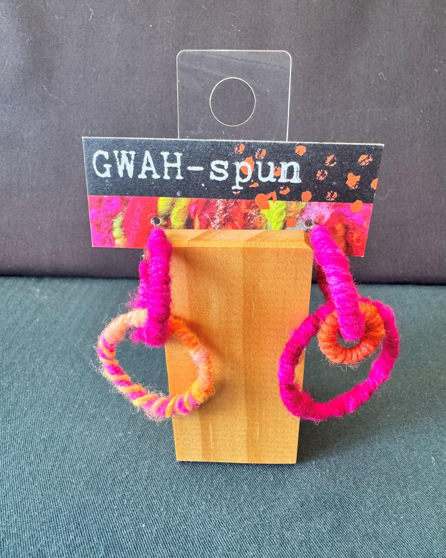 GWAH-spun Hoop Earrings - Double Hoop in Pink & Orange