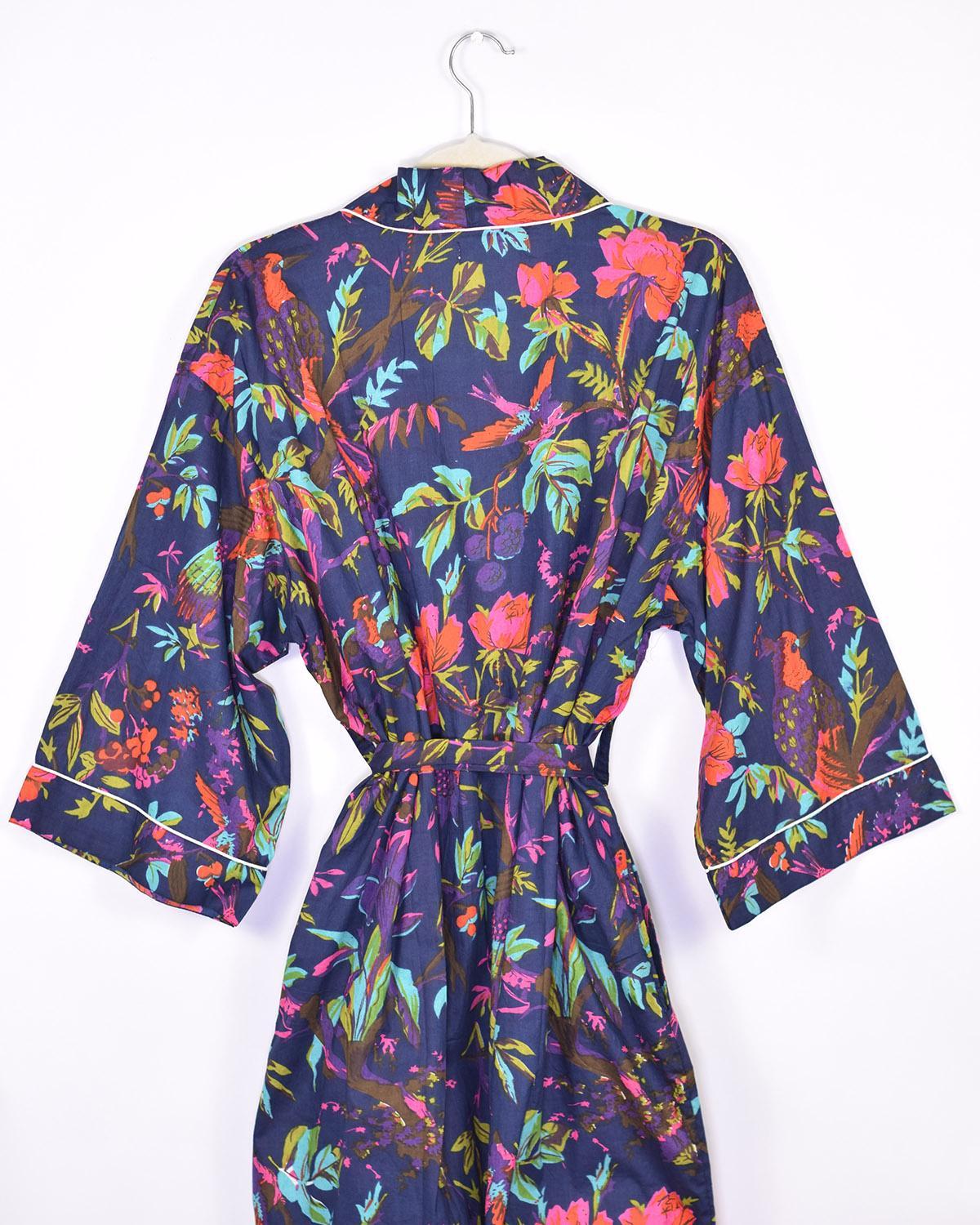 Txtile Lightweight Cotton Robe - Midnight Rainforest