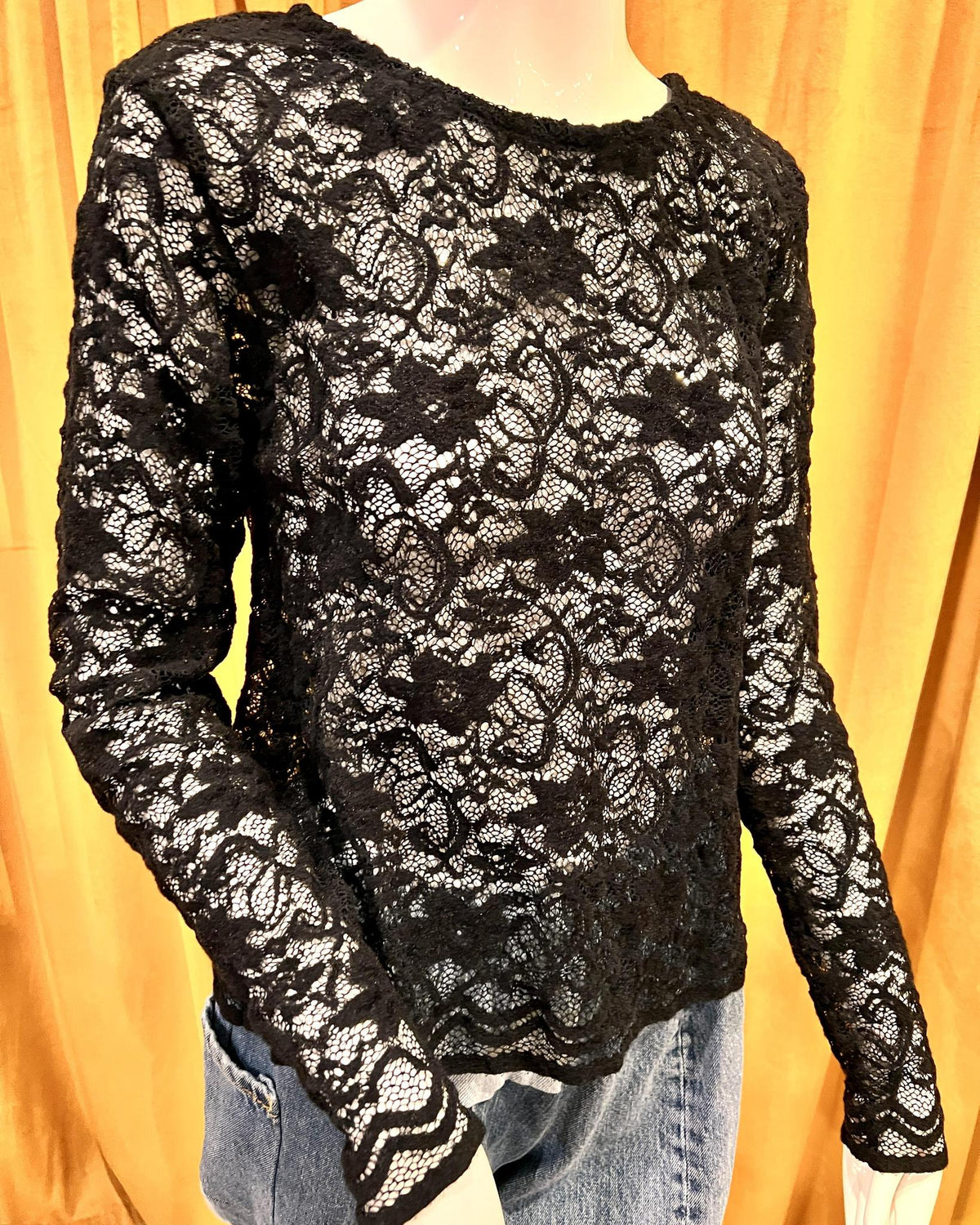 Squasht Long Sleeve Flora Top in Black Lace