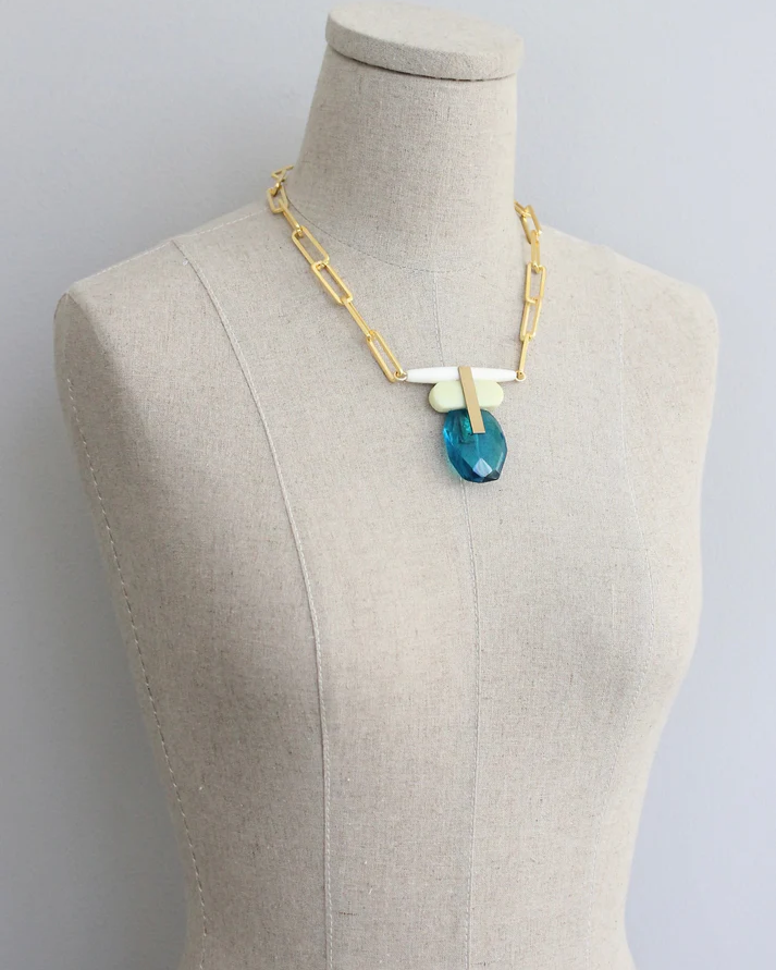 David Aubrey Capri Blue and Lemon Jade Necklace