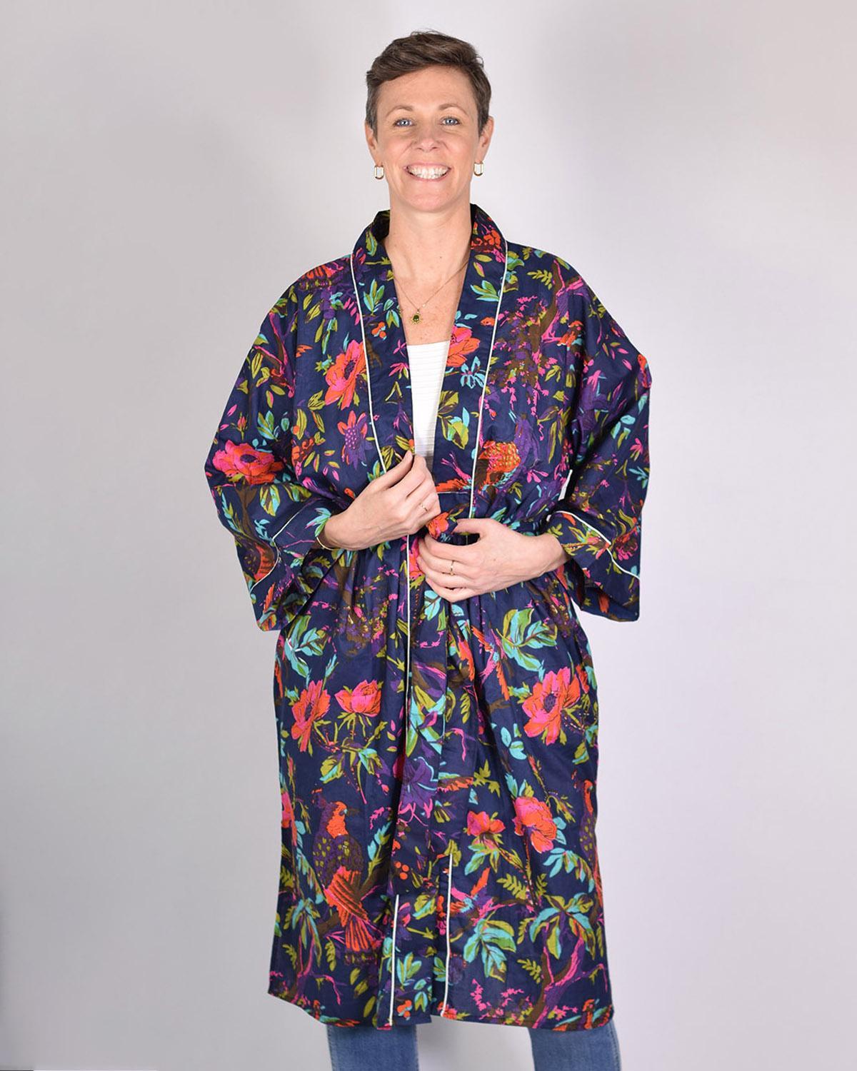 Txtile Lightweight Cotton Robe - Midnight Rainforest