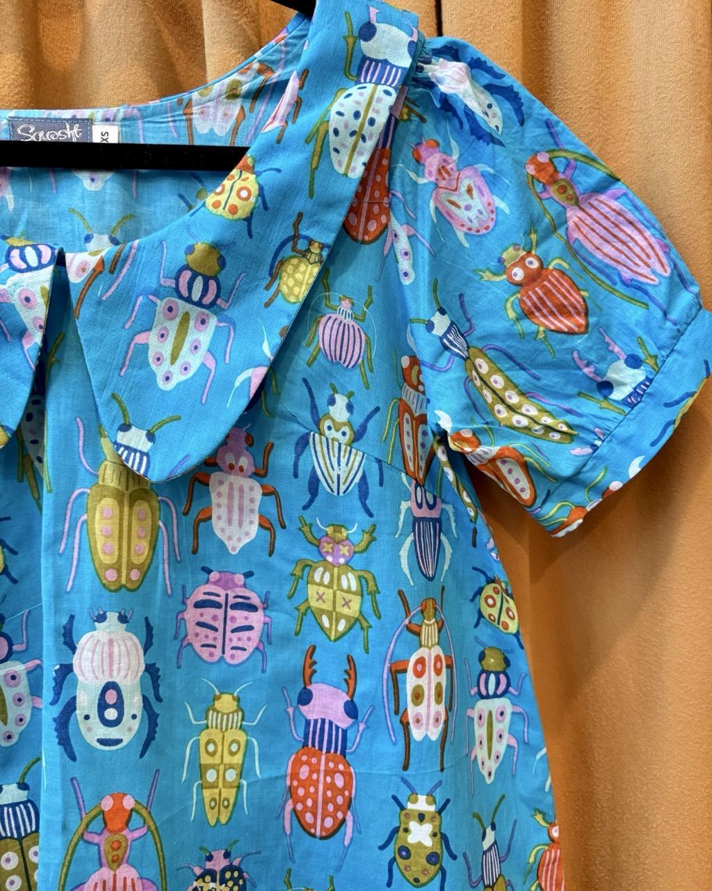 Squasht Charlotte Dress in Turquoise Bug Print