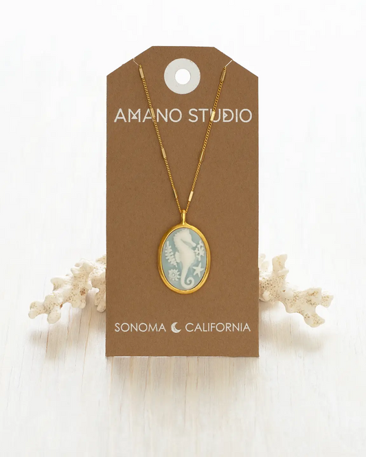 Amano Studio Seahorse Vintage Cameo Necklace