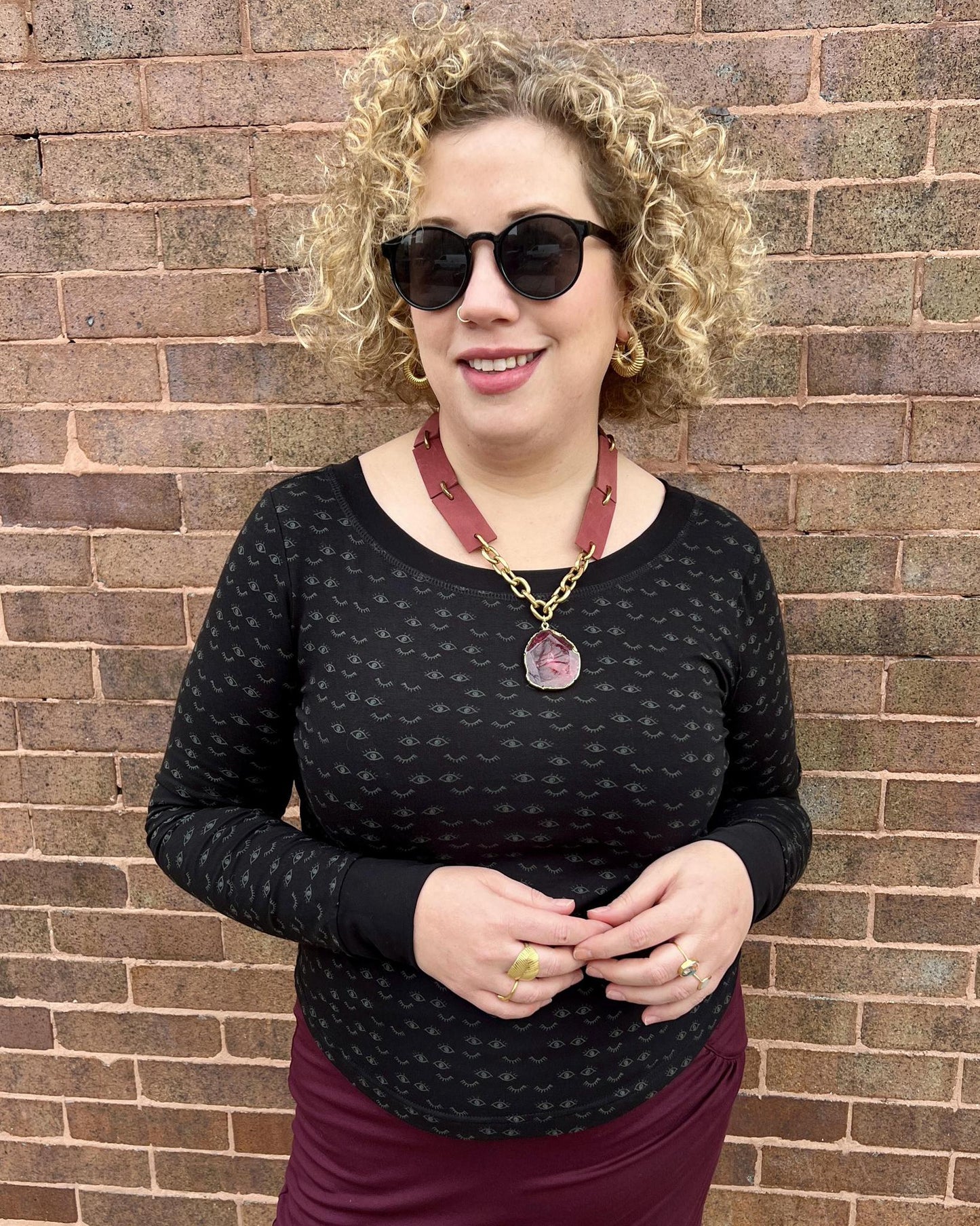 Squasht Long Sleeve Croppish Tee in Dreamy Eyes