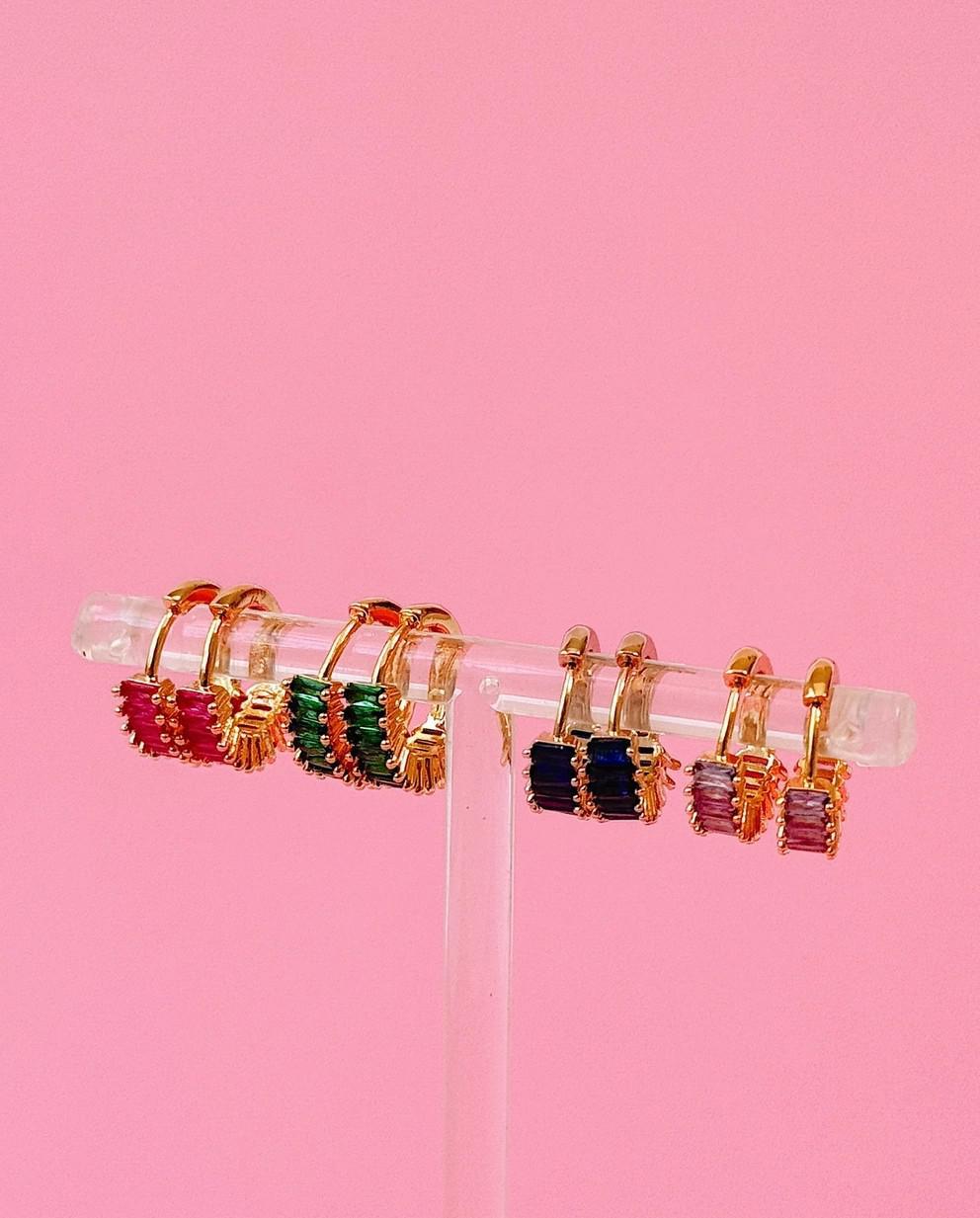 Golden Hour Single Color Gold Gem Huggie Earrings