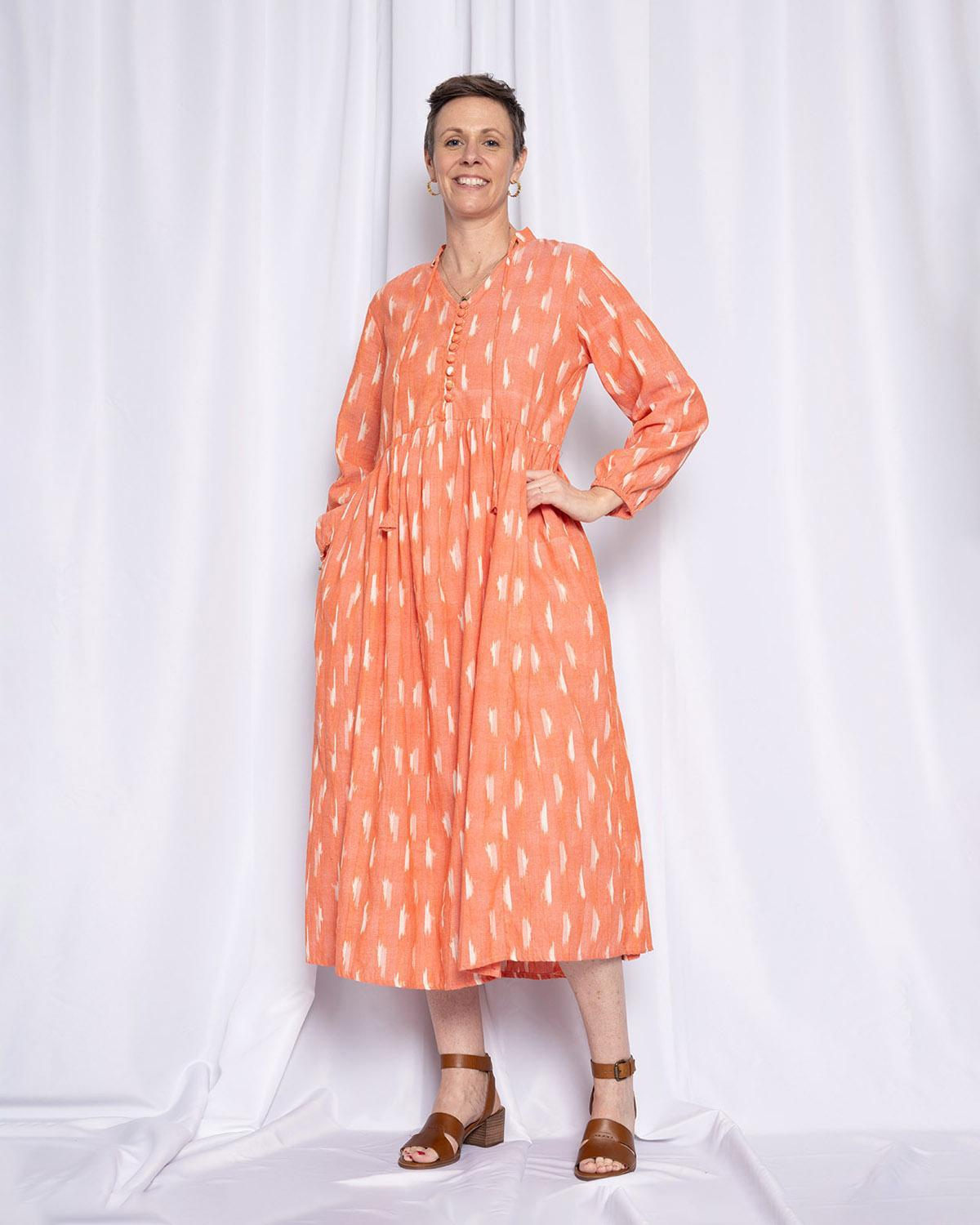 Txtile Arabella Resort Dress in Coral Ikat