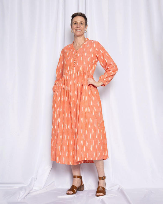 Txtile Arabella Resort Dress in Coral Ikat