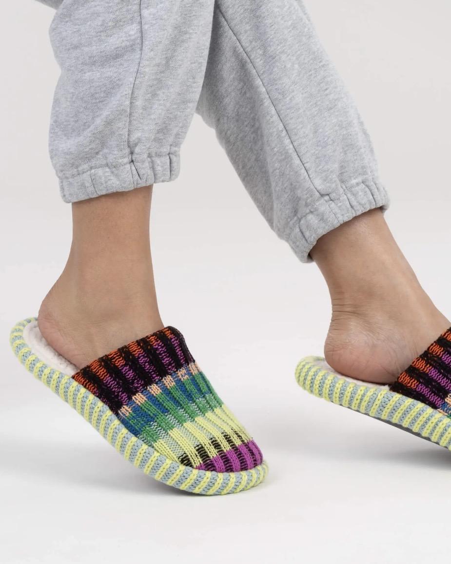 Verloop Mosaic Slide Slippers in Lime Cobalt