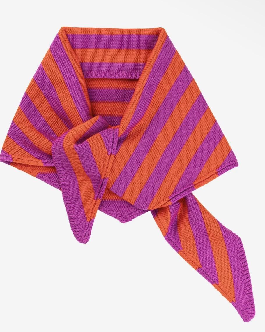 Verloop Simple Stripe Triangle Scarf in Poppy Magenta