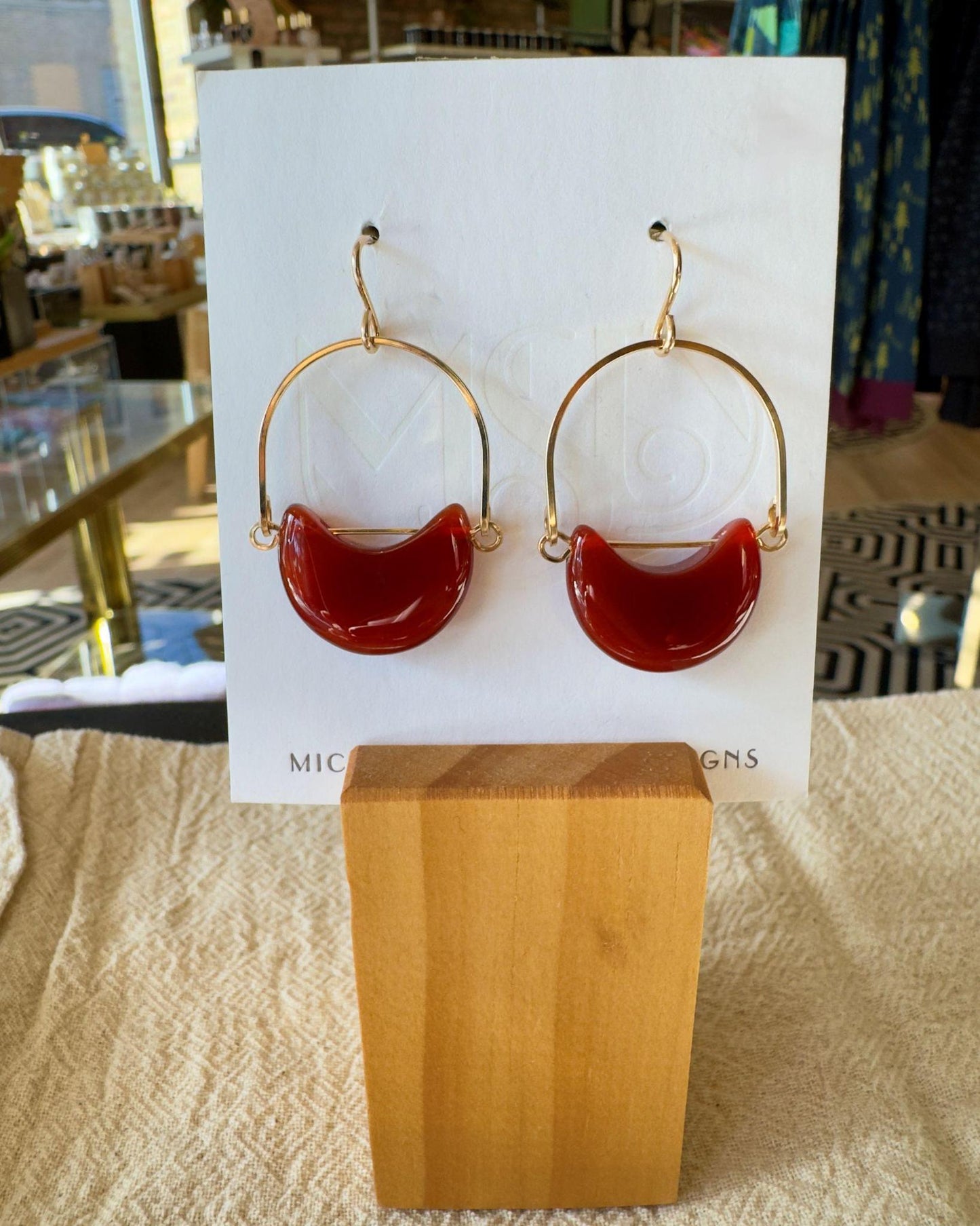 Michelle Starbuck Eclipse Earrings in Carnelian & Gold