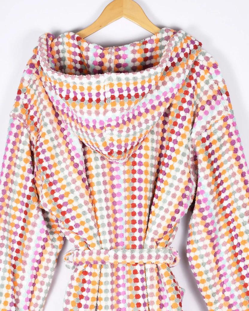 Txtile Turkish Cotton Plush Hooded Terry Cloth Robe - Desert Checkers