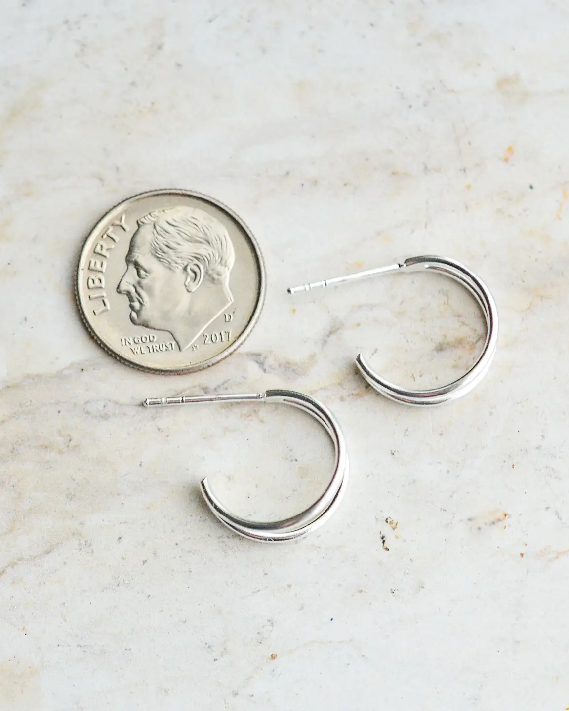 Sosie Design Sterling Silver Double Half Hoop Studs