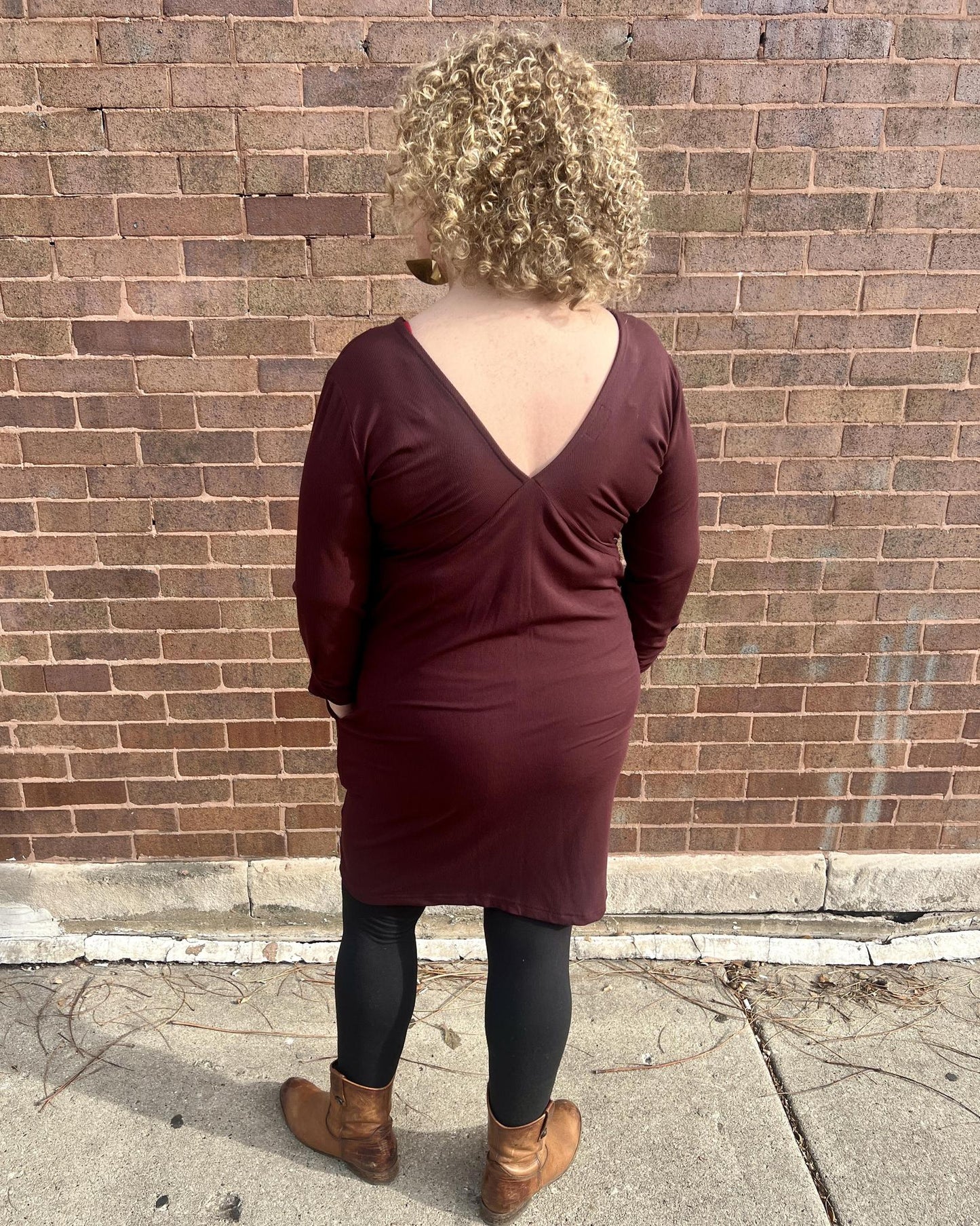 Squasht Drea Draped Dress in Cranberry with Black & Cranberry Vintage Trim