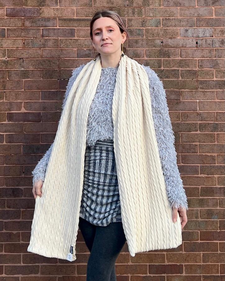 Squasht Oversized Scarf Cream Cable Knit