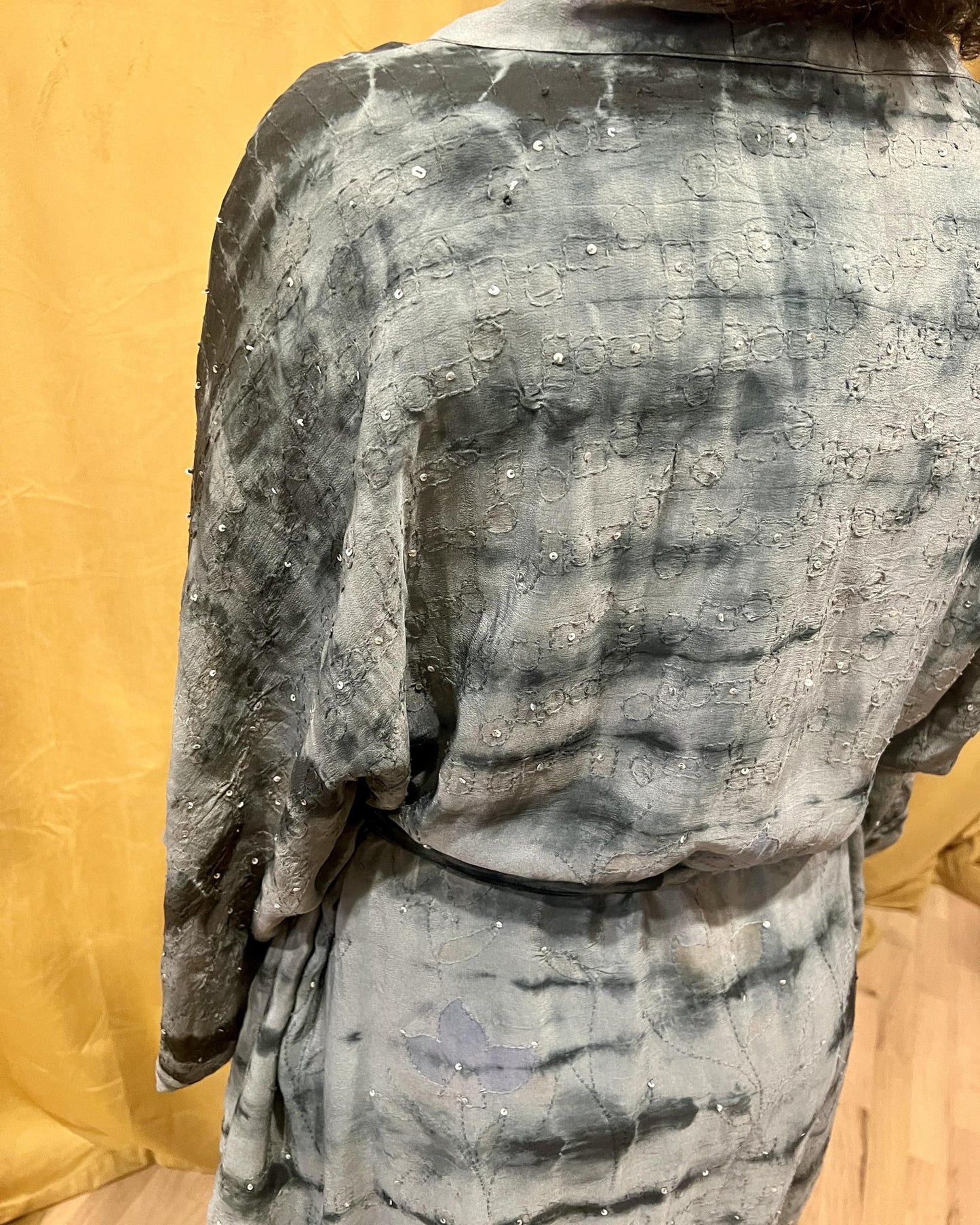 Indie Ella Double Flannery Lined Crepe Silk Kimono in Twilight Dreams