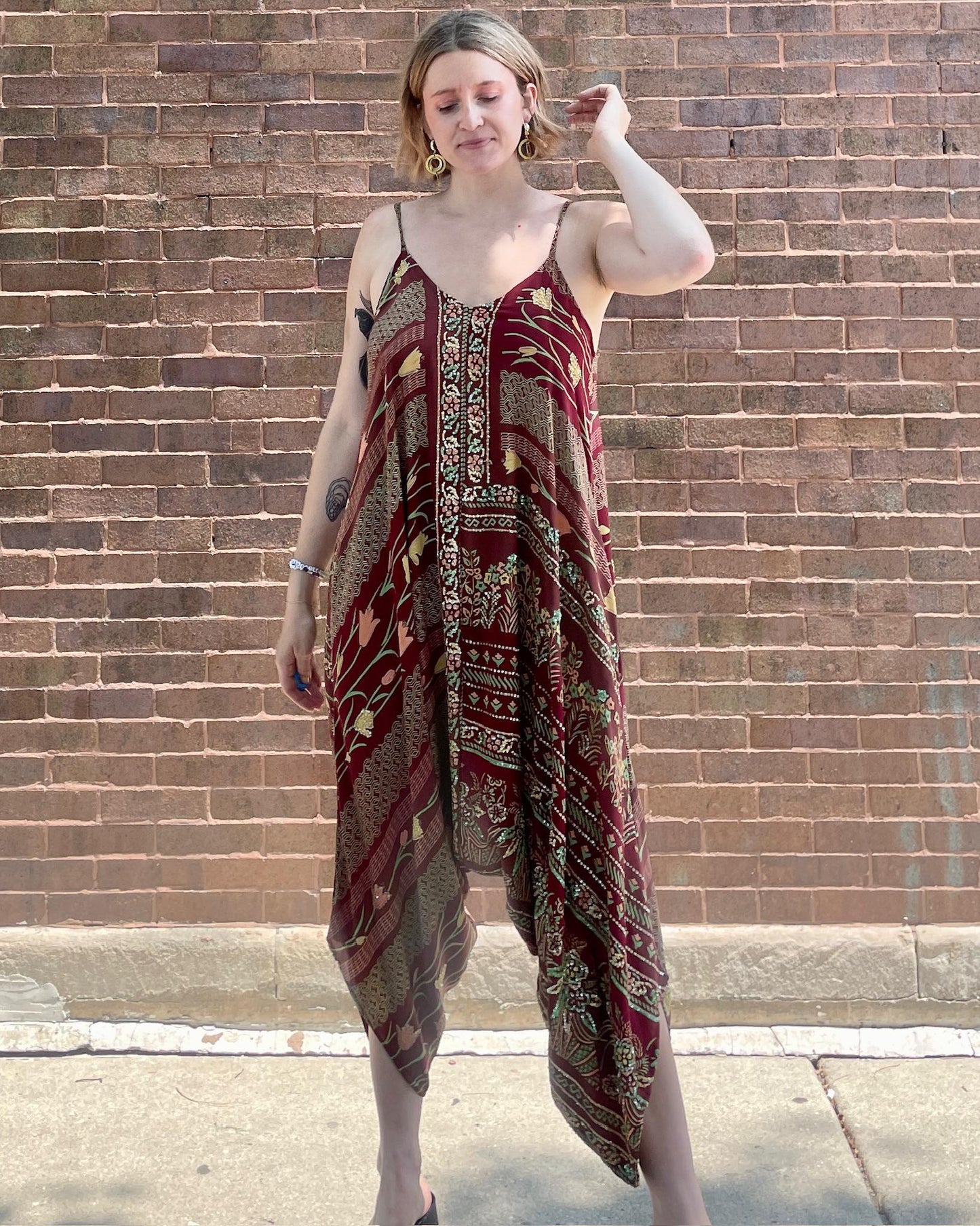 Indie Ella Silk Diva Romper in Burgundy Garden