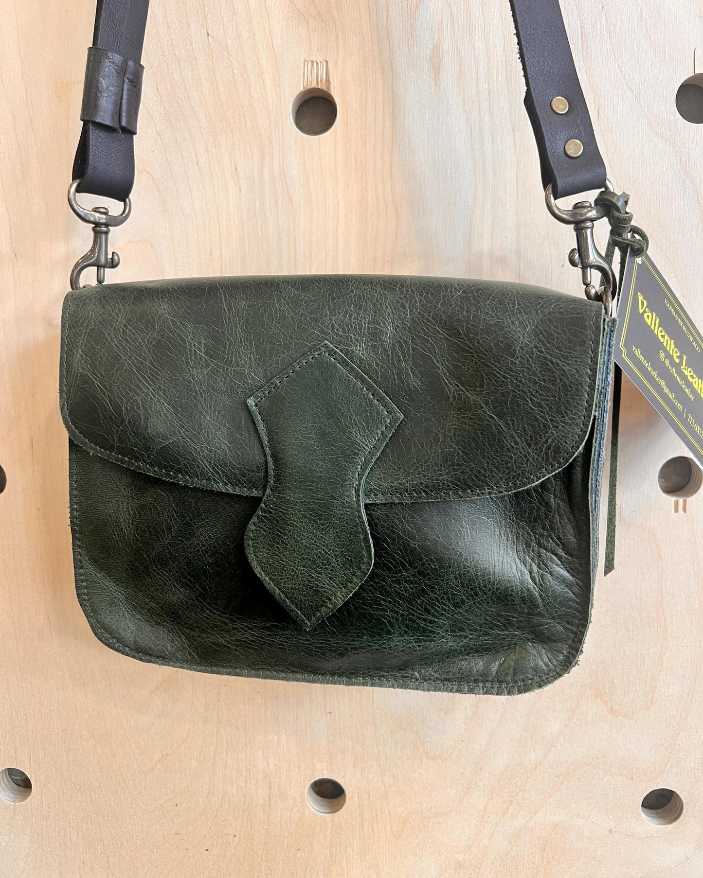 Vallente Leather Deep Olive Green Petite Convertible Handbag