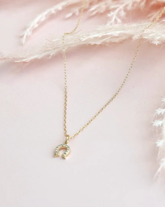 Golden Hour Tiny Horseshoe Pendant Necklace