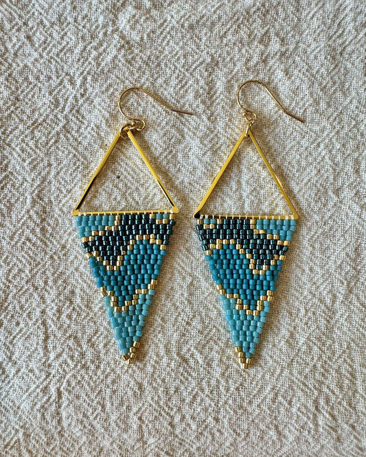 SV Beads Large Japanese Beaded Earrings in Blue