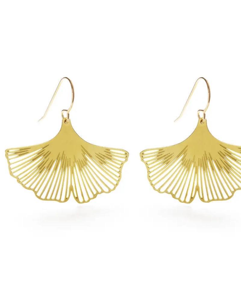 Amano Studio 14k Gold Ginkgo Leaf Earrings