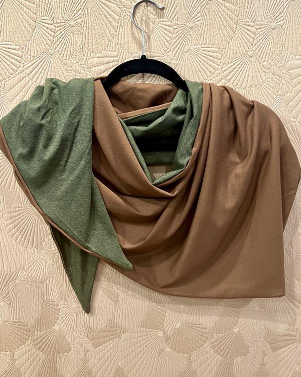 Squasht Triangle Scarf Jersey Heathered Olive and Toffee