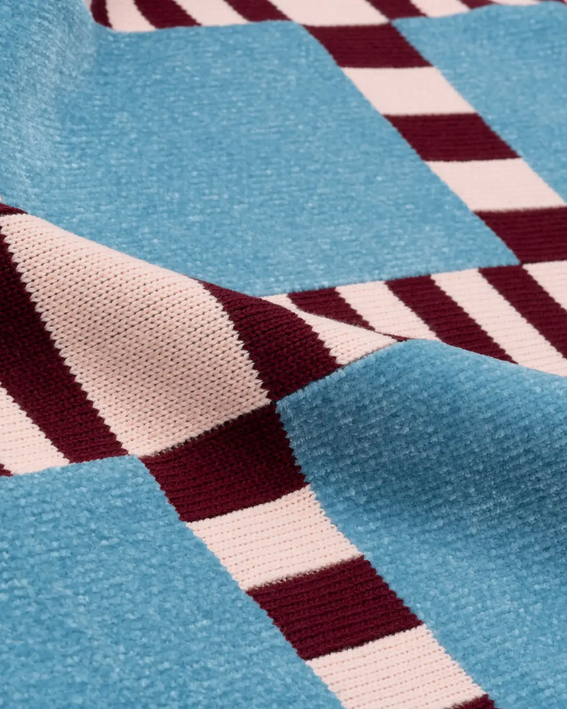 Verloop Tile Patch Chenille Throw Blanket in Stone Blue