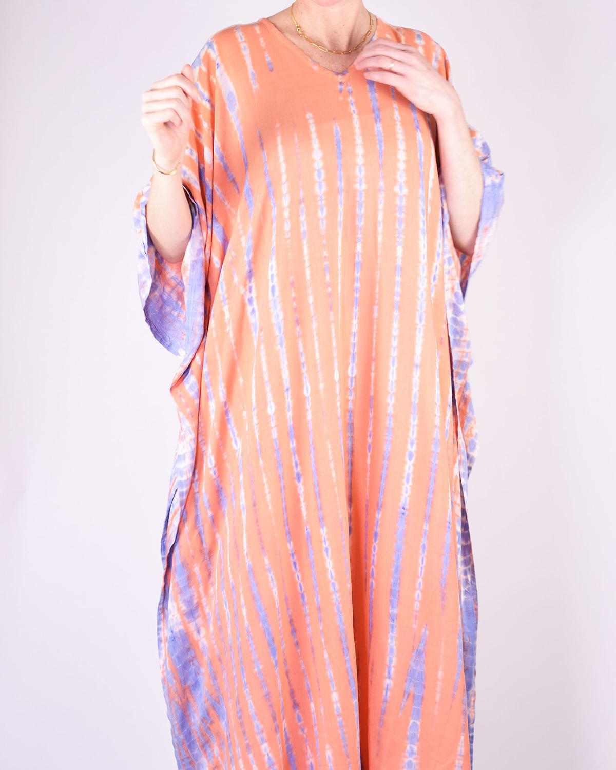 Txtile Tie Dye Kaftan/ Swim Cover Up - Peach Sunrise