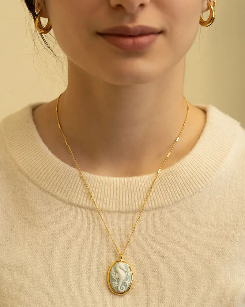 Amano Studio Seahorse Vintage Cameo Necklace
