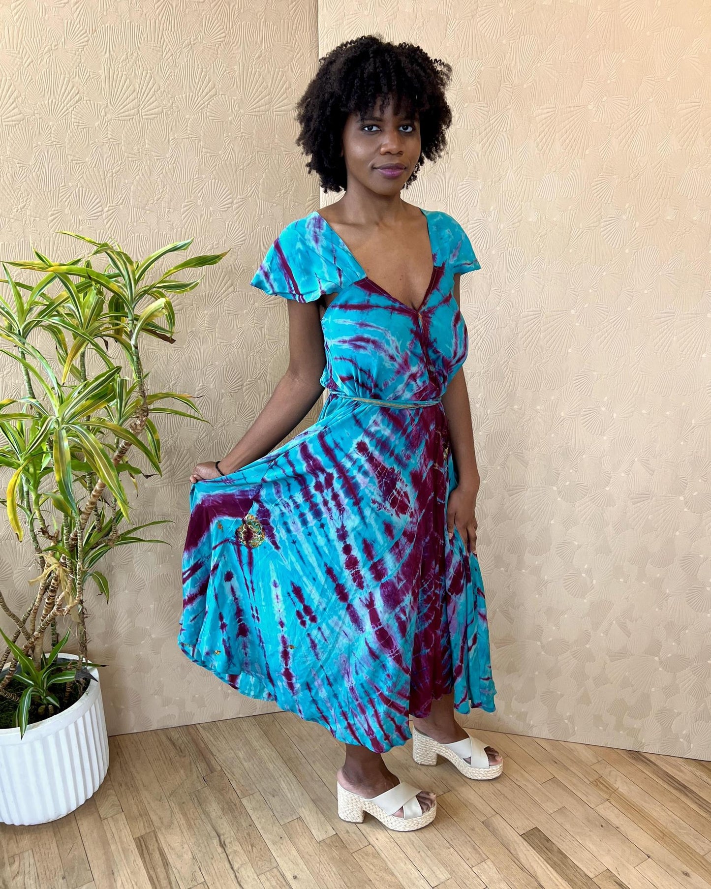 Indie Ella Venus Maxi Dress in Turquoise Dreams Tie Dye - Size S/M