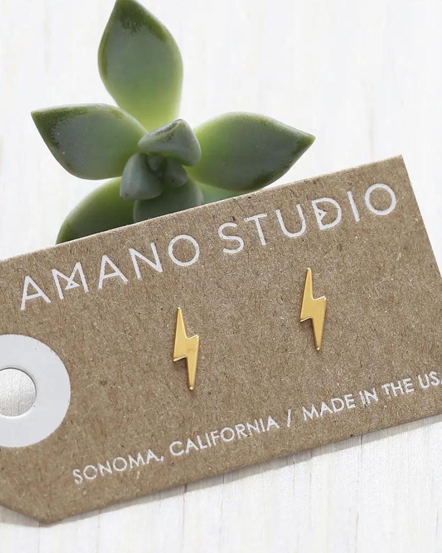 Amano Studio Lightning Bolt Studs in Gold