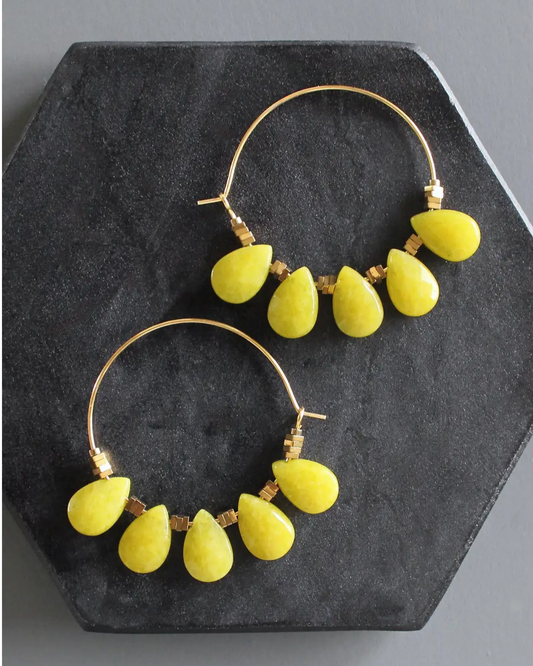 David Aubrey Olive Jade Hoop Earrings
