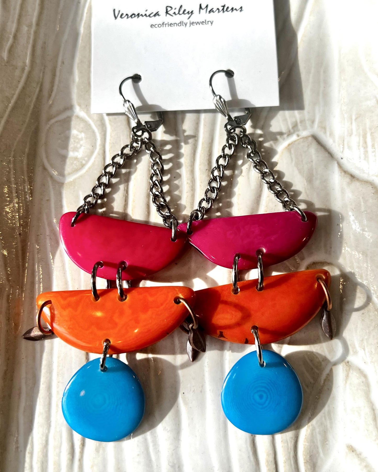 Veronica Riley Martens Chandelier Earrings - Pink, Orange, Blue