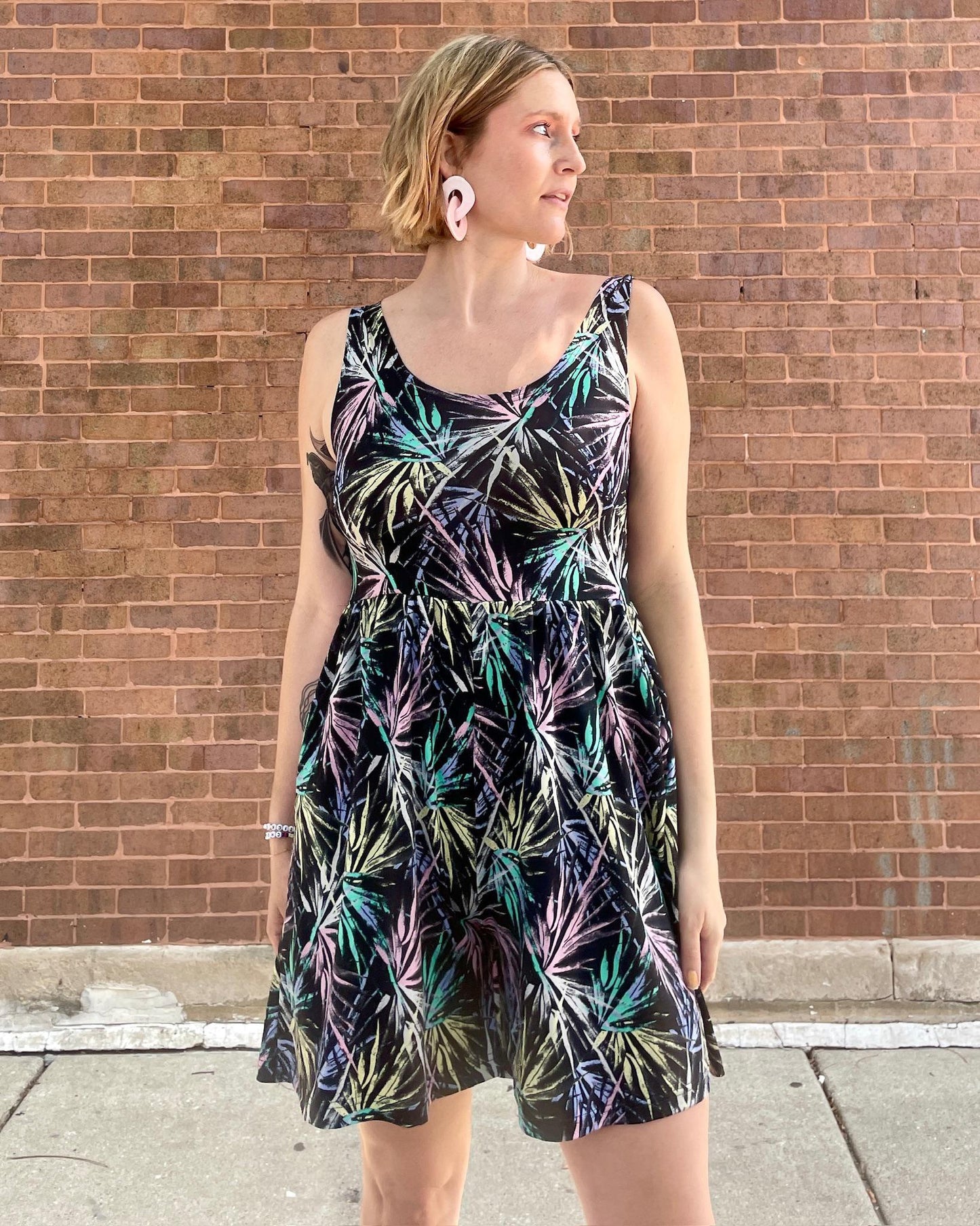 Fayru June Romper Black Palm Leaves Print - SALE