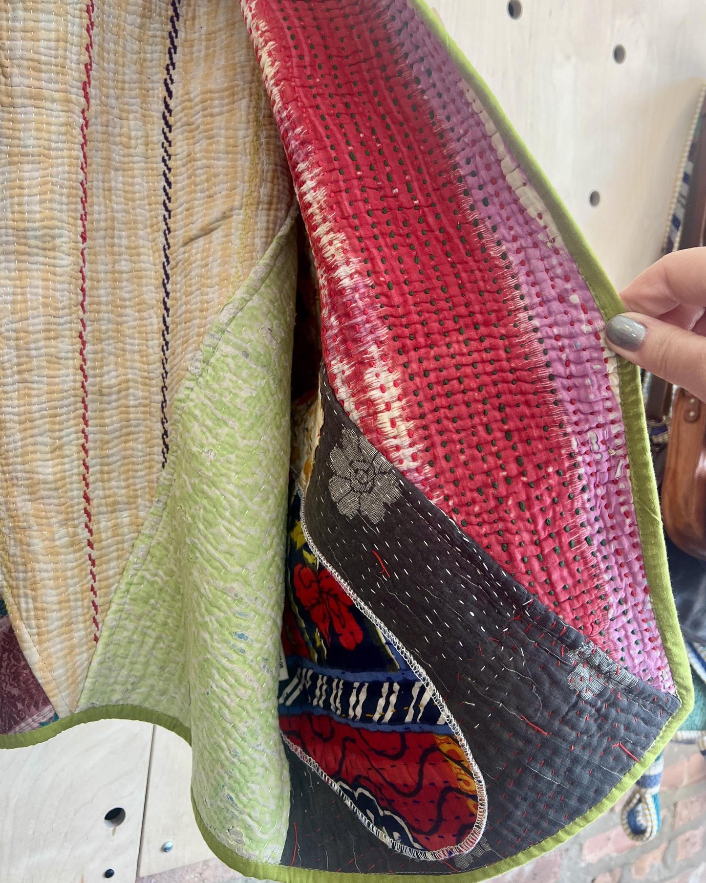 Txtile Ellie Quilted Reversible Patchwork Kantha Jacket in Devi