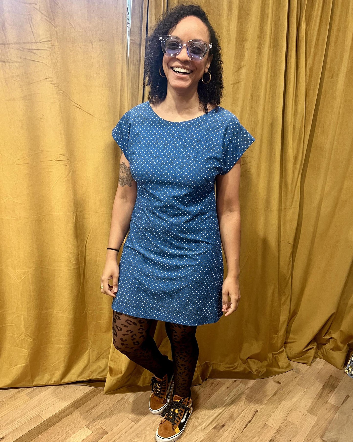 Fayru Faye Dress in Blue Speckled Print