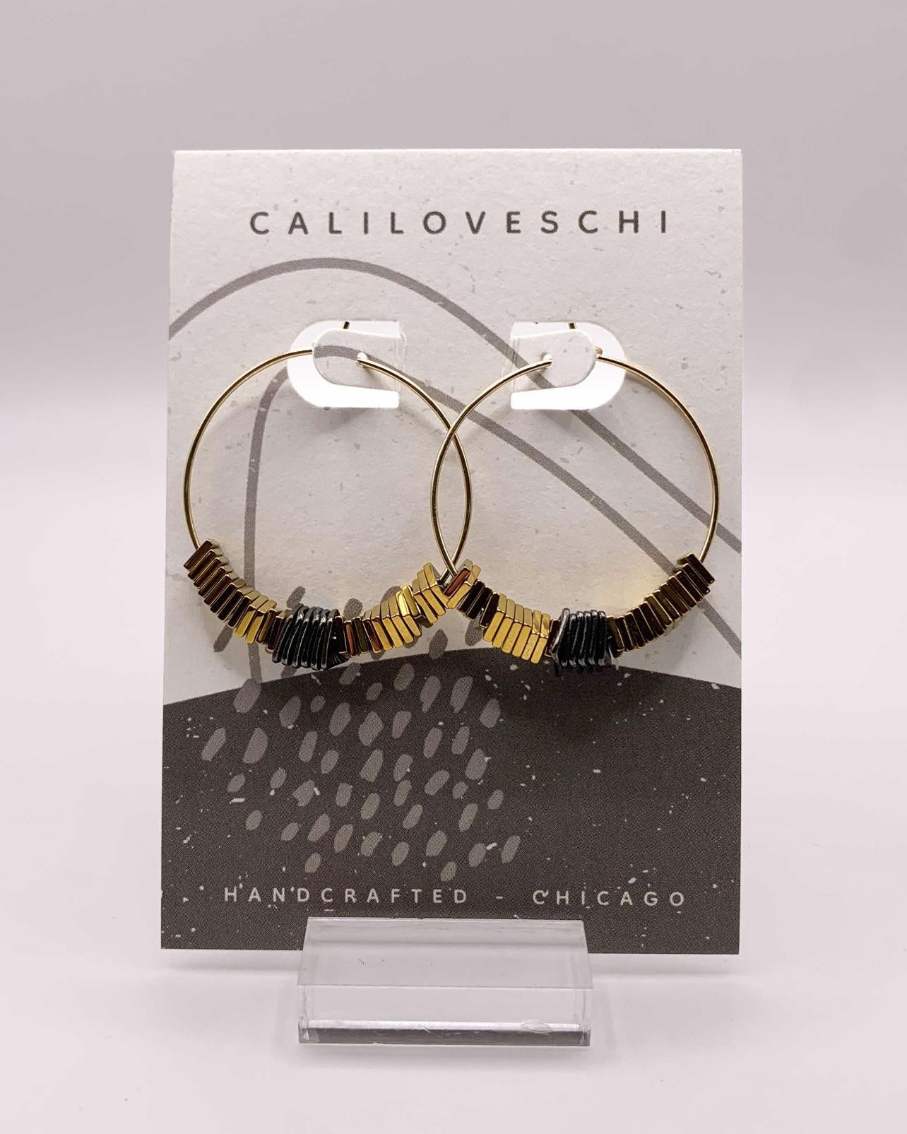caliLOVESchi 14k Gold Hoops - Gilded Noir
