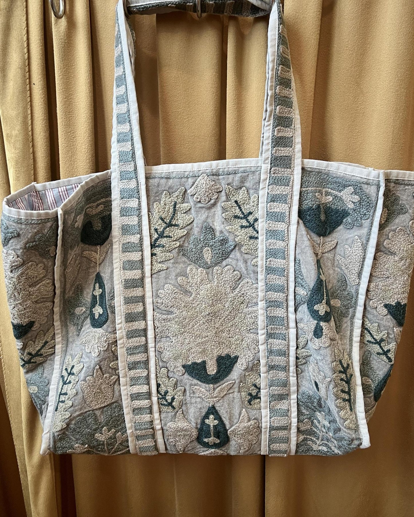 Txtile Canvas Suzani Tote Bag in Shades of Gray