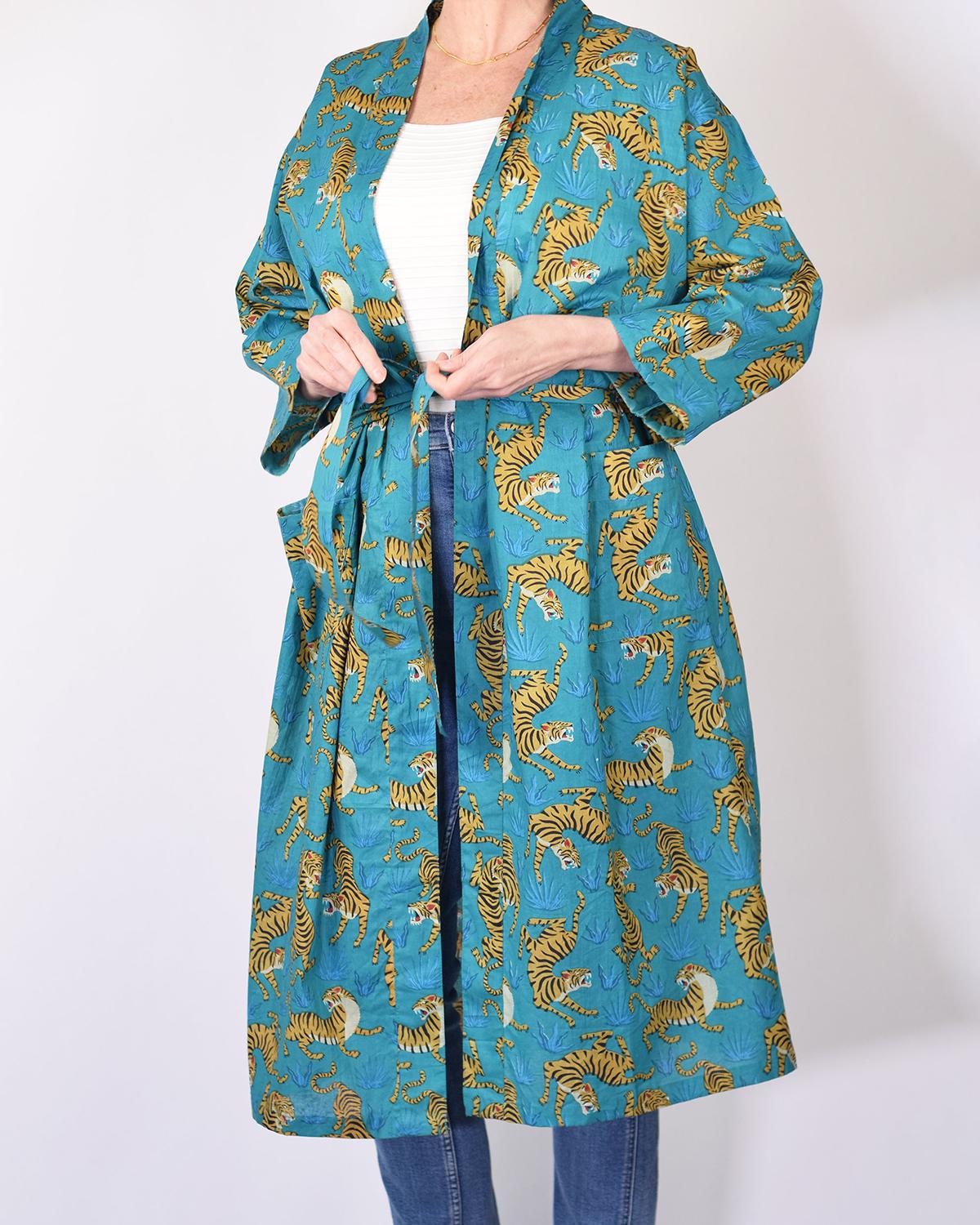 Txtile Lightweight Cotton Robe - Tropic Tiger Print