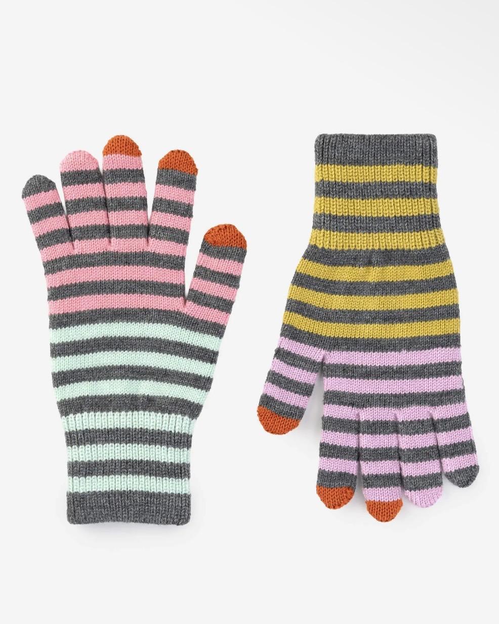 Verloop Color Stripe Touch Screen Gloves in Grey, Pink, Purple, Green